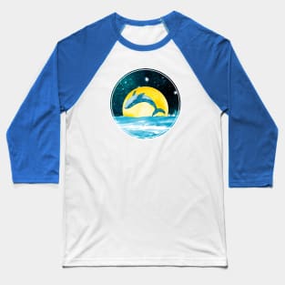 whale and night sky watercolor Baseball T-Shirt